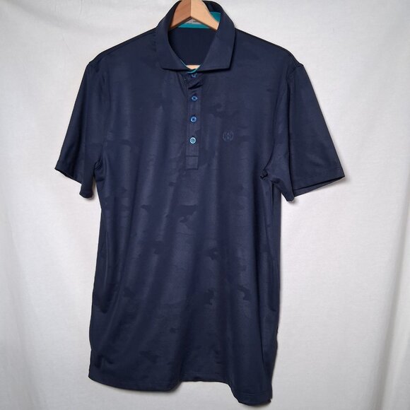 G/Fore Golf Polo Shirt Medium Blue Camouflage Camo Performance Activewear G Fore - Picture 2 of 13